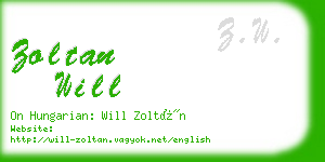 zoltan will business card